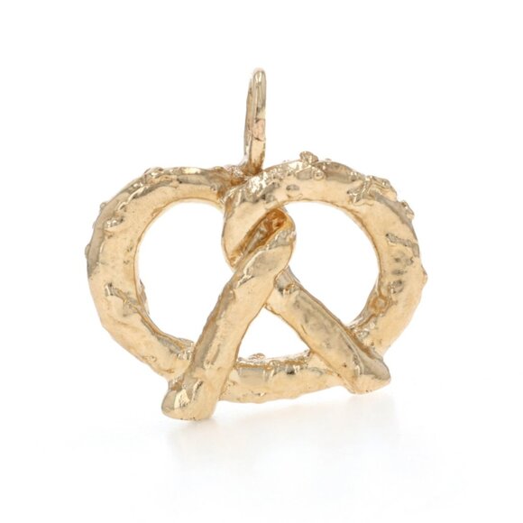 Jewelry - Yellow Gold Salted Twisted Pretzel Charm - 14k Snack Food